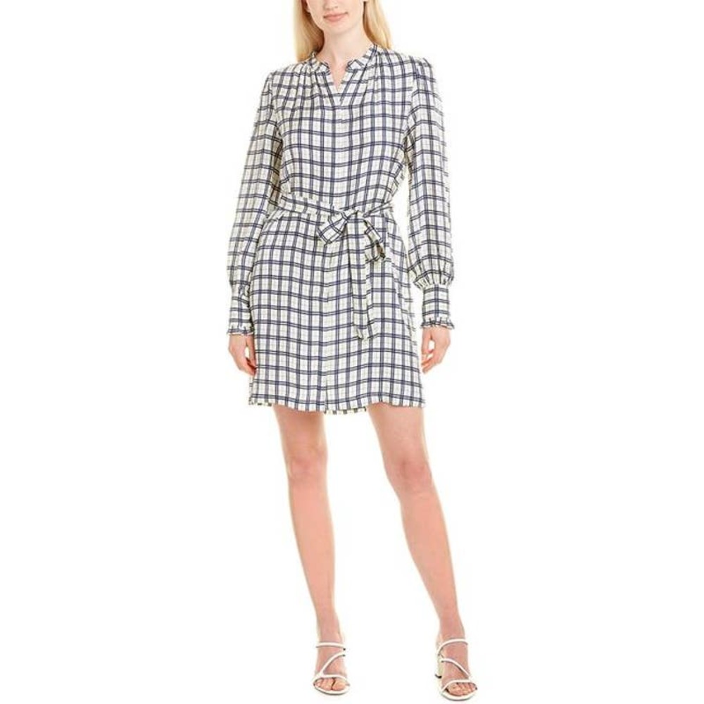 Joie Blandina Windowpane Shirt Dress Tie Waist Size XS